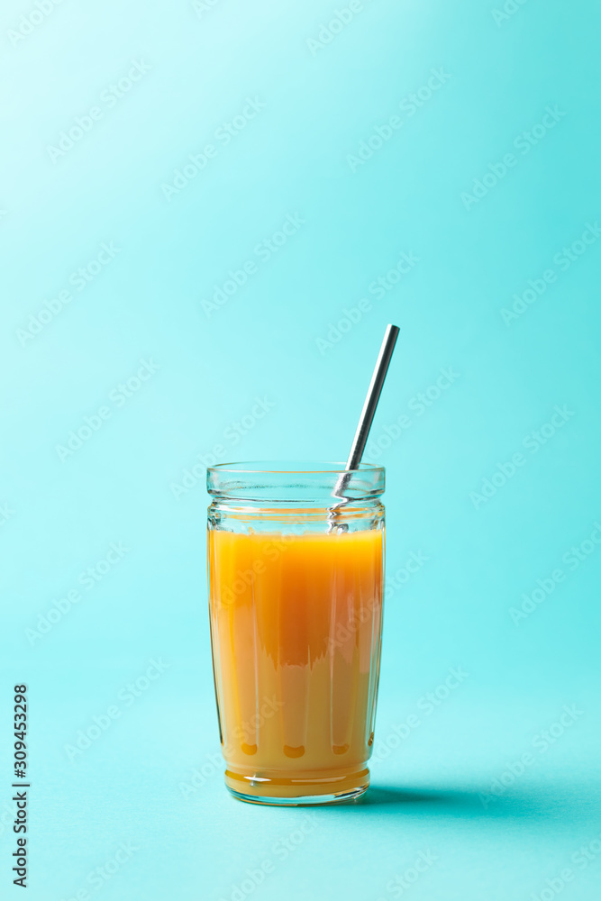 Glass of drink with reusable straw Glass of drink with reusable straw