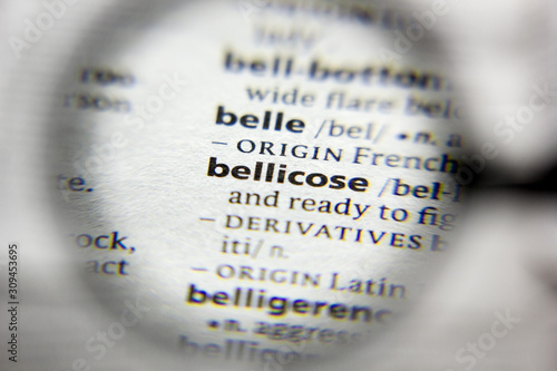 The word or phrase bellicose in a dictionary.
