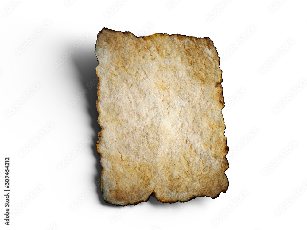 Aged brown paper with burned edges. 3d illustration Aged brown paper with burned edges. 3d illustration