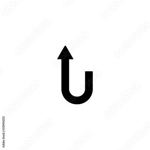U turn icon. Traffic arrow symbol. Logo design element