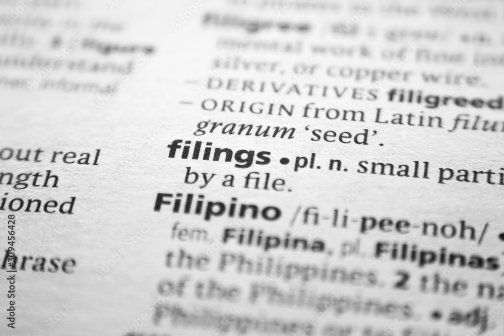 Word or phrase Filings in a dictionary. Word or phrase Filings in a dictionary.
