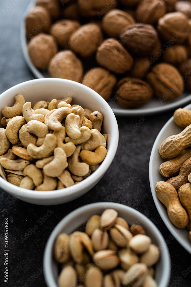 Various sort of nuts on the table Various sort of nuts on the table