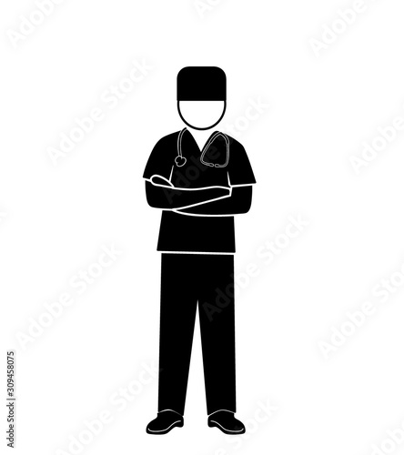 silhouette of a doctor. health care. doctor on examination. vector illustration