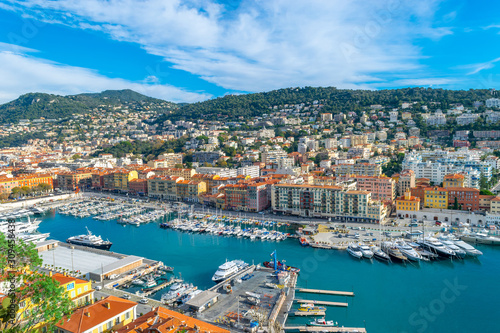 Panoramic view of Nice city port in France