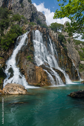 waterfall flowing from the rocks in Antalya © ali
