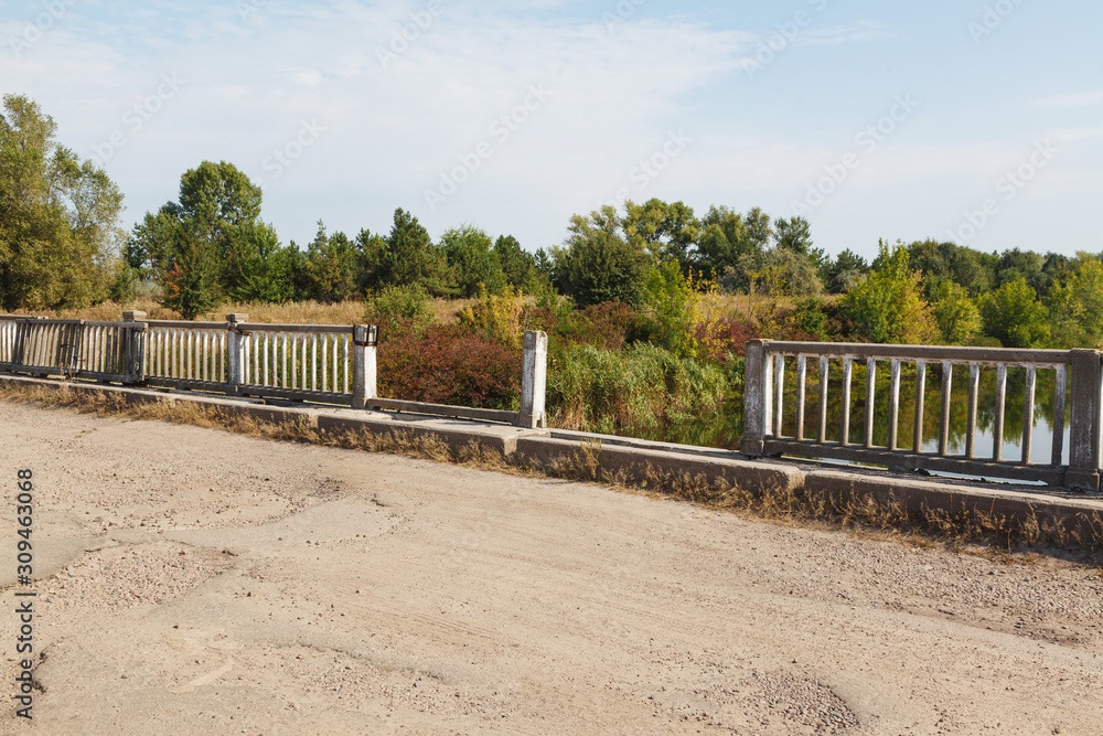 Emergency bridge across the river. Emergency bridge across the river.