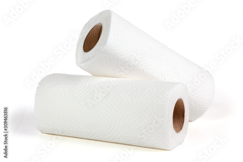 Roll of toilet paper isolated on white background . Close-up image of toilet paper.
