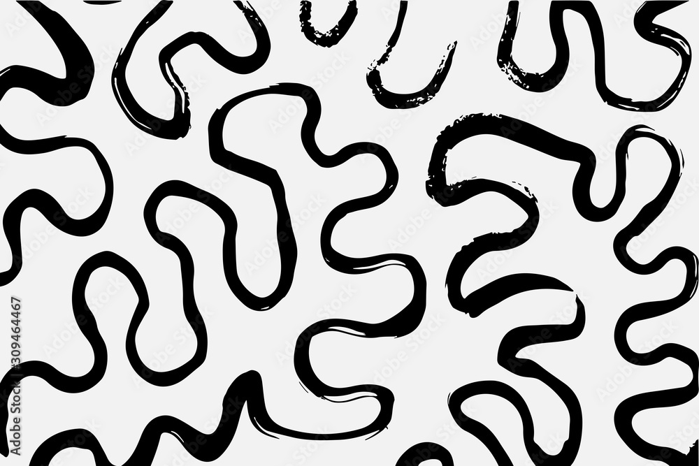 Abstract monochrome image, made with a brush and paints. Handmade. You can use it as an interesting background. Eps vector illustration.