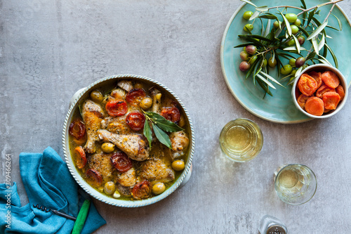 Apricot and green olive braised chicken photo