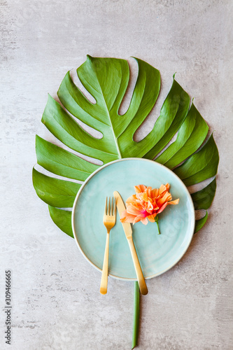 Tropical theme with orange flower