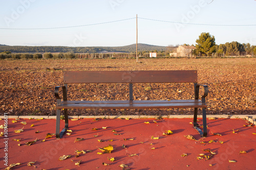 Bench in the countryside close to crop fields