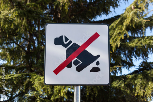 Pooping dog signal in street