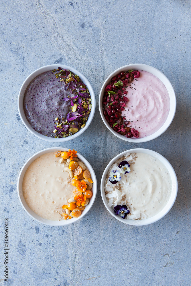 Breakfast smoothie bowls