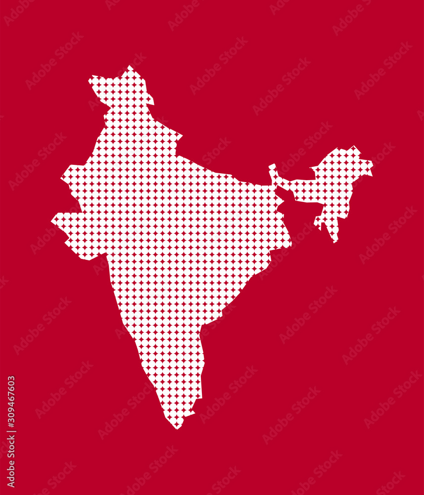 India map simple dotted pattern vector. Red background. Business concepts design. 