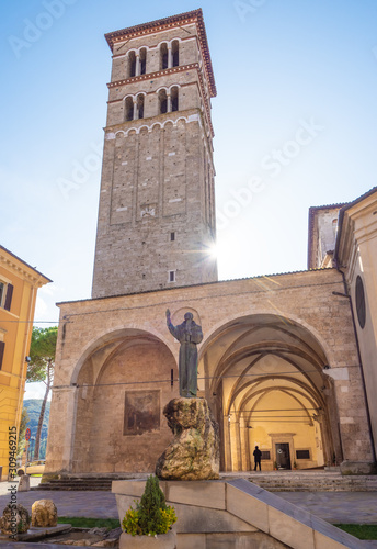 Rieti (Italy) - The historic center of the Sabina's provincial capital, under Mount Terminillo and crossed by the river Velino, during the autumn with foliage.