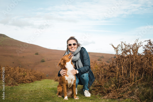 Girl and her dog photo