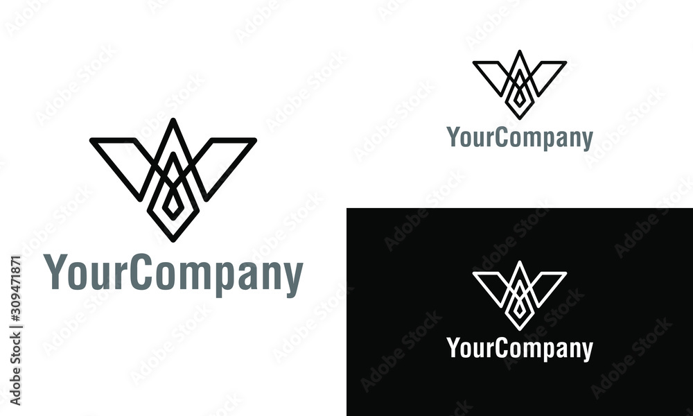 Abstract linear eagle logo icon design template elements. Simple minimalist template graphic illustration. Creative vector emblem, for icon or design concept. Abstract linear eagle logo icon design template elements. Simple minimalist template graphic illustration. Creative vector emblem, for icon or design concept.