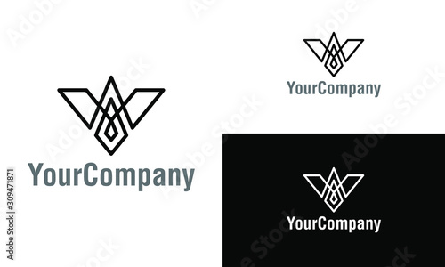 Abstract linear eagle logo icon design template elements. Simple minimalist template graphic illustration. Creative vector emblem, for icon or design concept.