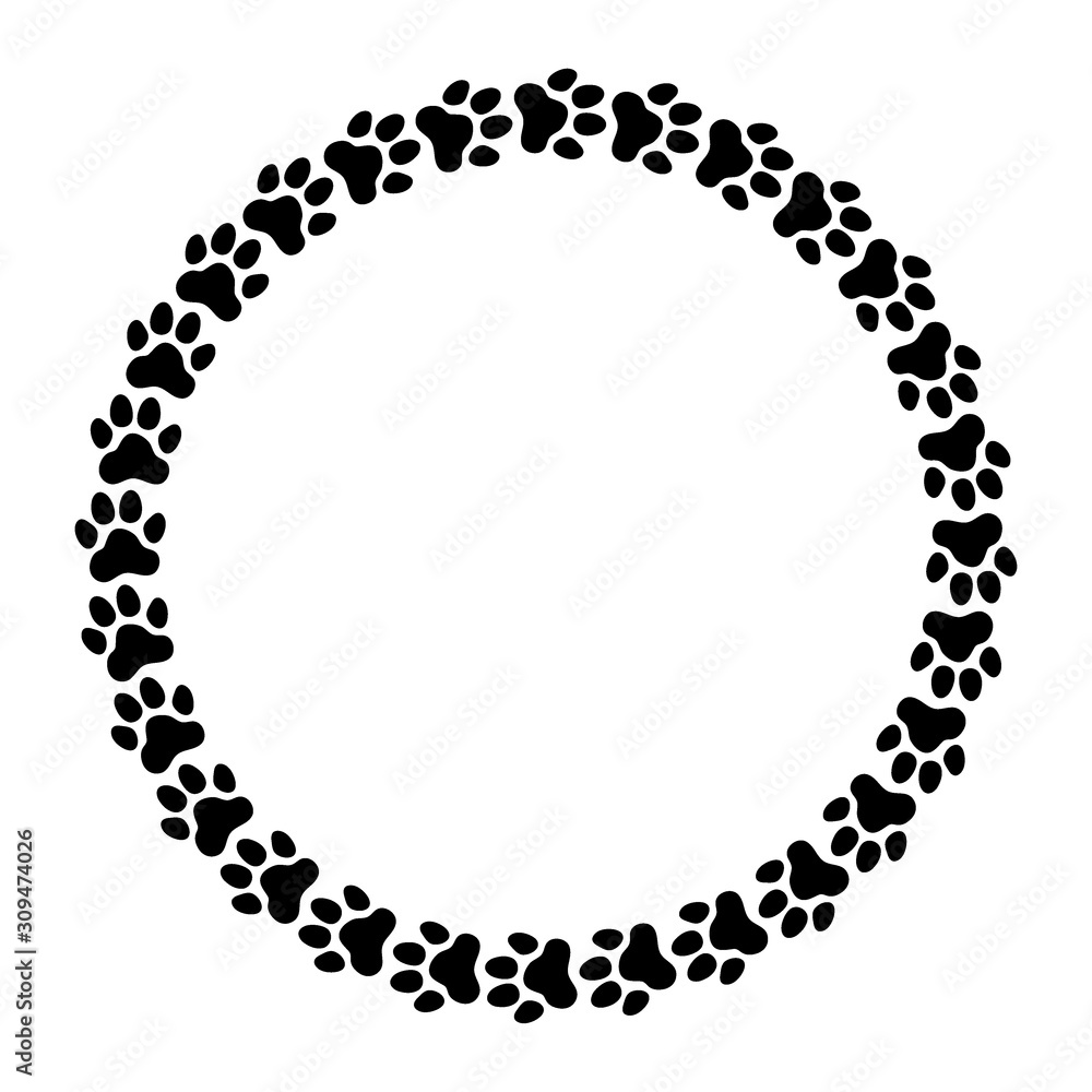 Round frame made of paw prints Round frame made of paw prints