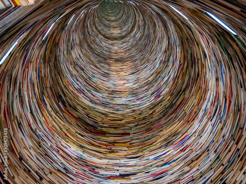 Photography Book Tower in Tunnel form in texture style