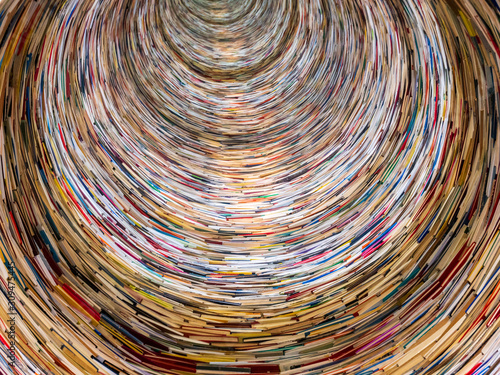 Photography Book Tower in Tunnel form in texture style