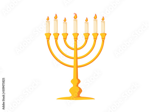 Menorah icon. Flat illustration of menorah vector icon for web design. Candelstick for hanuka, happy new year symbol.