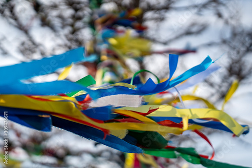 ritual buddhist colored ribbons