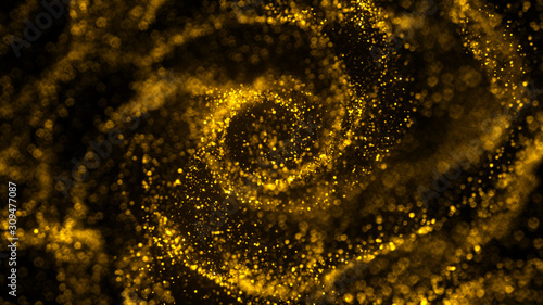 Golden Background. Gold glitter luxury texture. Christmas abstract background. Spiral, Glimmer, sparkle, flash luxury pattern. 