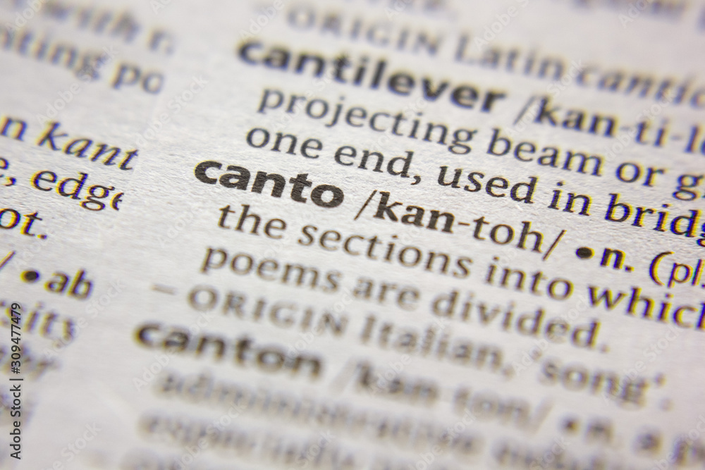 Fototapeta premium Word or phrase Canto in a dictionary.