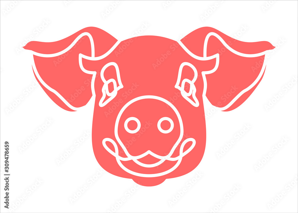 Obraz premium Pig is a symbol.Vector continuous line.