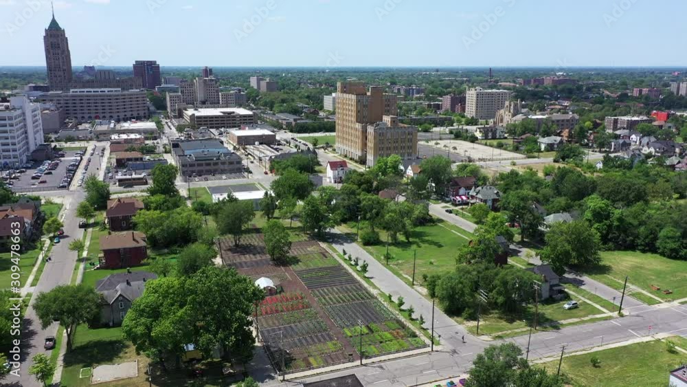 Aerial view of Urban gardens in Detroit Michigan Aerial view of Urban gardens in Detroit Michigan
