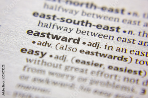 Billede på lærred Word or phrase Eastward in a dictionary.