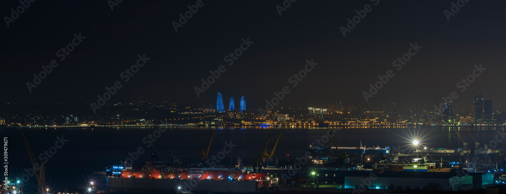 Panorama of night Baku