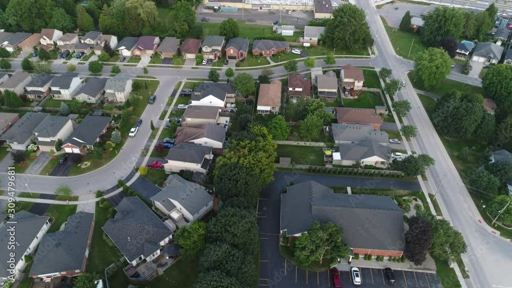 Ascending Aerial Over Church And Middle Class Neighborhood Ascending Aerial Over Church And Middle Class Neighborhood