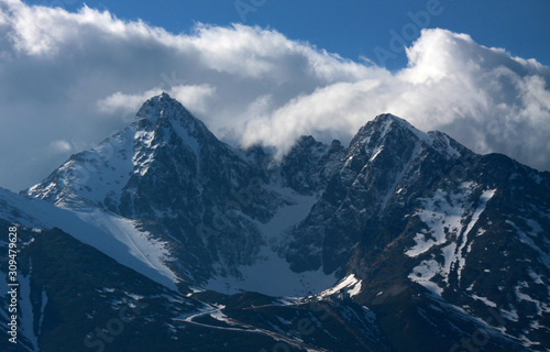 Overcast Tatra Mountains with mount Lomnicky stit, Slovakia