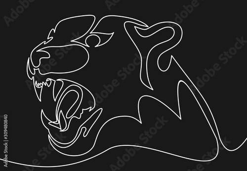 Jaguar head line.Continuous one line