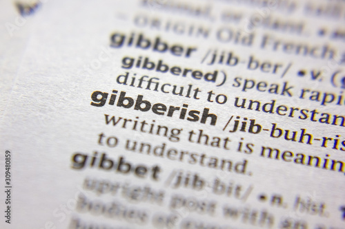 Word or phrase Gibberish in a dictionary. photo