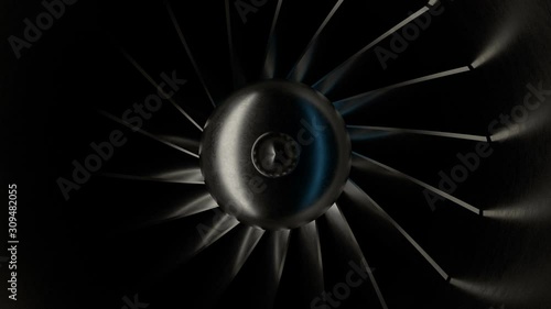 Close-up of rotating turbine blades.