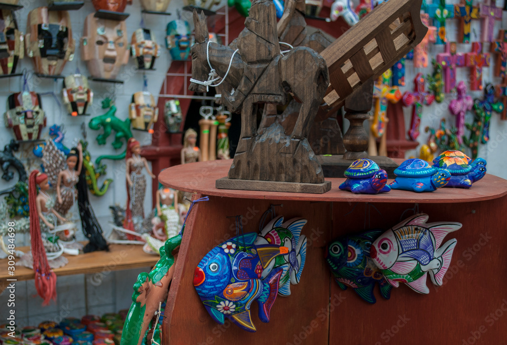 Fototapeta premium Tonatico, State of Mexico - Dec 2013 At the main square of Tonatico, you can find a variety of curiosities and crafts handmade