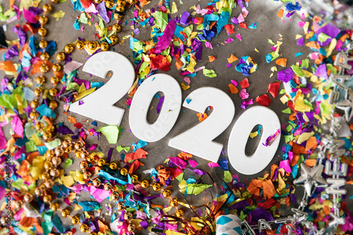 Celebrating Happy New Year 2020 With Colorful Confetti