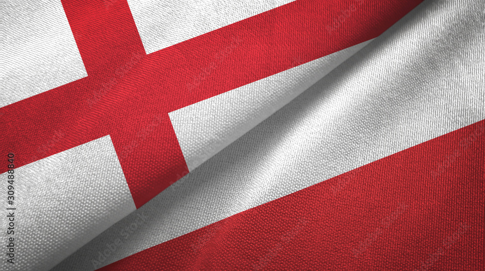 England and Poland two flags textile cloth, fabric texture England and Poland two flags textile cloth, fabric texture