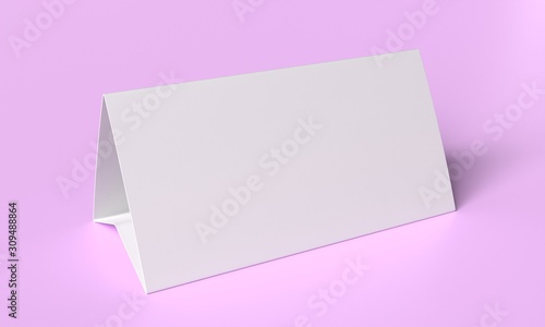 Promotional blank table tent card mockup. 3d illustration isolated