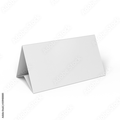 Promotional blank table tent card mockup. 3d illustration isolated