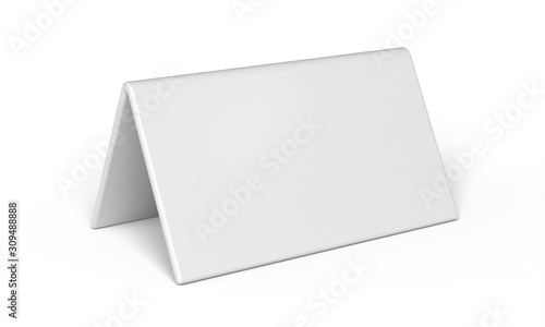 Promotional blank table tent card mockup. 3d illustration isolated
