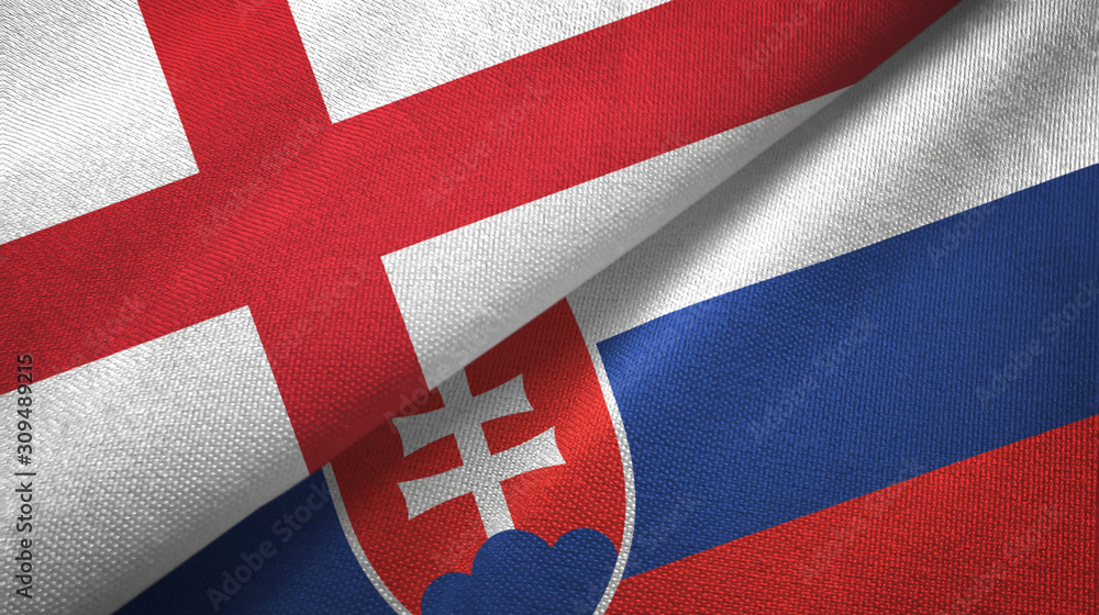 England and Slovakia two flags textile cloth, fabric texture England and Slovakia two flags textile cloth, fabric texture