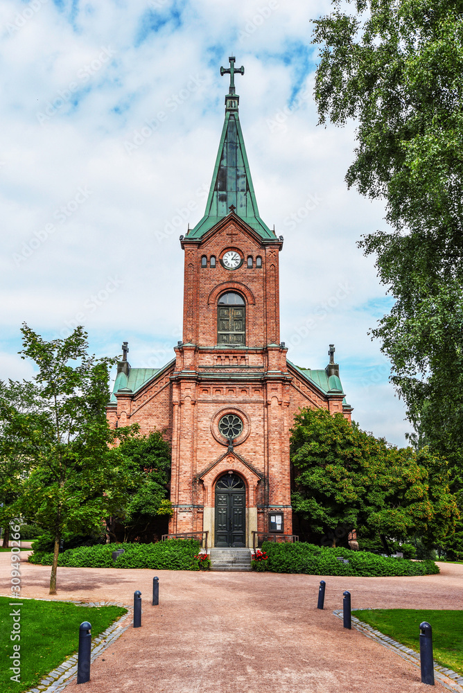 Front facing view at Jyvaskyla church in central Finland.