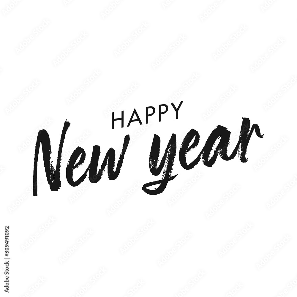 Fototapeta premium Happy new year typography sign. Vector Lettering Composition. Holiday design for greeting card.