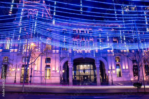 Cityscape of Madrid (Spain) on Christmas