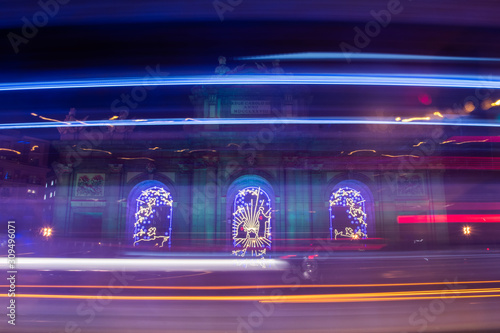 Cityscape of Madrid (Spain) on Christmas