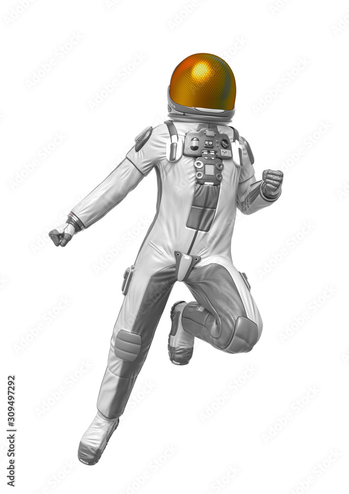 astronaut explorer doing a comic hero pose in white background astronaut explorer doing a comic hero pose in white background